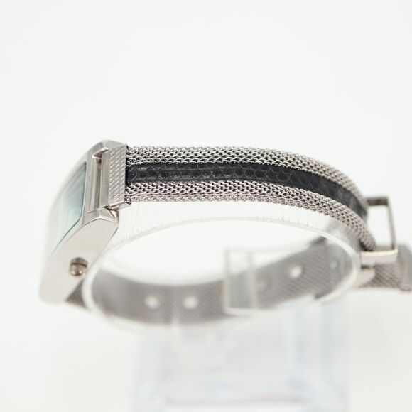 Vernier Womens Silver Tone Watch 18mm Slim Rectangle Mesh Strap with New Battery - Picture 11 of 16